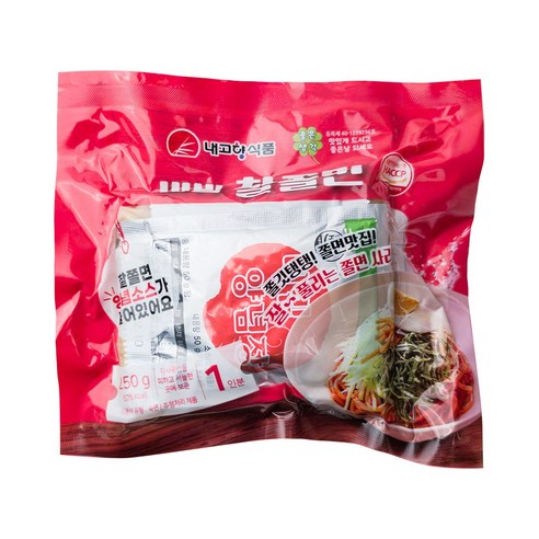 비빔 찰쫄면 1인분 (면사리+양념장+김스프), 250g, 3개