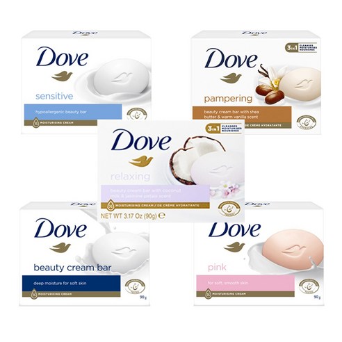 도브 뷰티바 5종세트 90g (화이트+핑크+시어버터+센스티브+릴랙싱), 5개