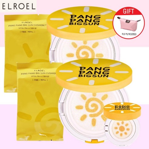 엘로엘 팡팡 빅 선쿠션s7 붐썬쿠션 홈쇼핑구성 본품2개+리필2개+미니1개+파우치1개, 본품2+리필2+미니1+파우치1