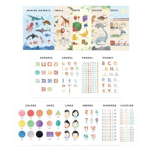유아학습 방수 포스터 다양한 교육용 15종, 바다동물