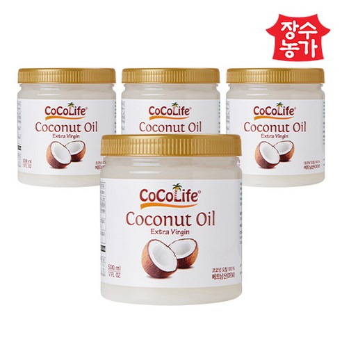 장수농가 코코라이프 엑스트라버진 코코넛오일, 500ml 4개 코코넛오일