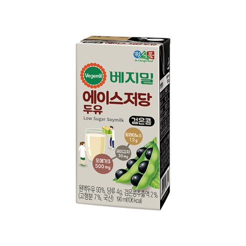 베지밀 에이스 저당 두유 190ml x 80팩, 190ml, 80개