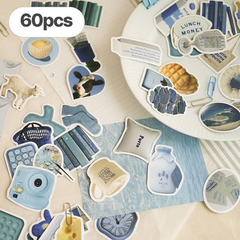 디어플레이스 생활방수 리무버블 캐리어 노트북 스티커, 2세트, 08_베이비블루_60pcs