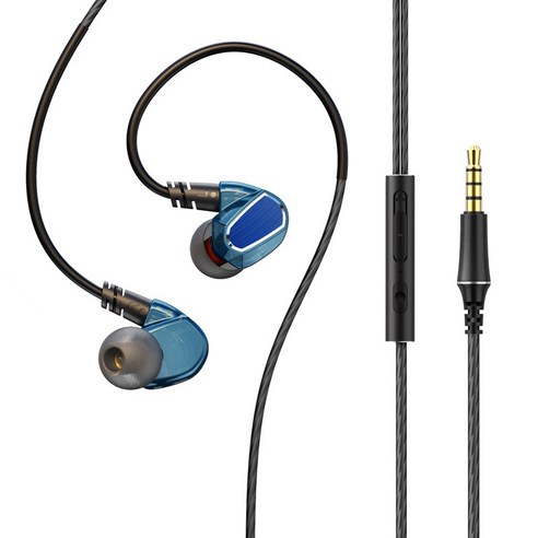 DFMEI 음악 헤드폰 소음 제거 고품질 매달려 귀 스포츠 유선 헤드폰, J38 blue-3.5 업그레이드 버전
