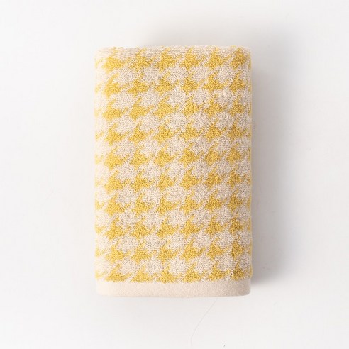 수건 여성 작은 신선한 복고풍 가정 세척 얼굴 수건 흡수성 보풀 두꺼운, 노란색, 76x34cm