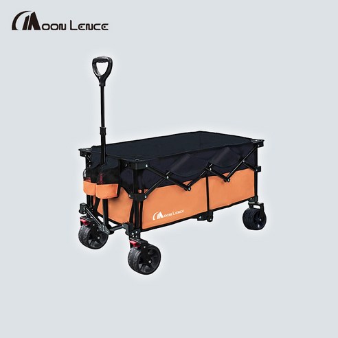 Moon Lence 아웃도어 캠핑 폴딩 웨건 135L (큰바퀴 브레이크 포함), 1개, 오렌지블랙