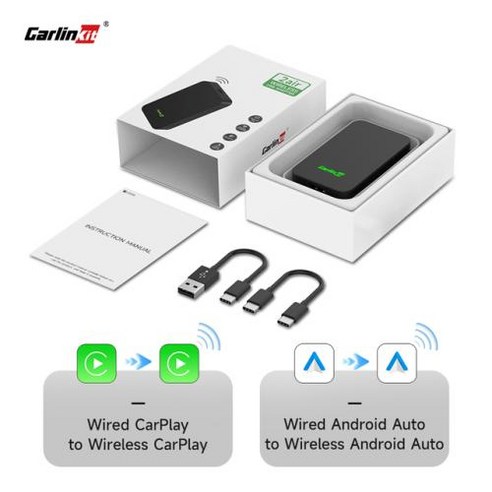 무선 안드로이드오토 동글 올인원 CarlinKit 5.0 카플레이 자동 어댑터 도요타 마쓰다 폭스바겐 푸조 하벨 캐딜락 쉐보레 포드 등에 적합, 1) Wired to Wireless