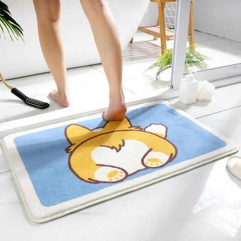 Linzheng만화 카펫 흡수 매트 화장실 가정용 발닦이 모조 캐시미어 카펫 욕실 미끄럼 방지 매트, 40*60cm(캐시미어), 코키 엉덩이