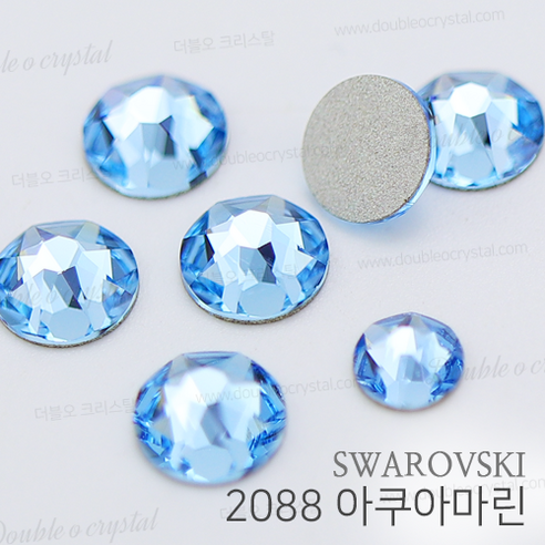 스와로브스키 2088 아쿠아마린 노핫픽스 스톤 큐빅, 100개, SS9(2.55mm)