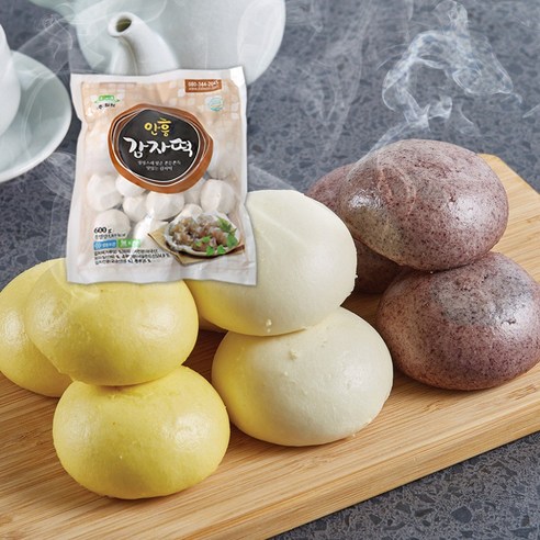 골라 안흥 흑미 단호박 삼색 찐빵 1박스 + 감자떡 600g (옵션 사항 유의), 안흥흑미찐빵1박스+감자떡1봉