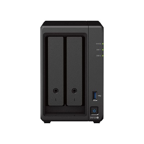 Synology DS723+ 2베이 Diskstation NAS (AMD Ryzen™ 4 Threads R1600 듀얼 코어 2GB 램 2xRJ-45 1GbE LAN 포트) 16T