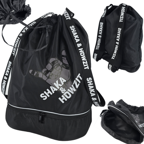 편리하고 내구성 있는 샤카 앤 하우짓 스포츠 스트링백팩으로 운동 필수품을 쉽고 편안하게 운반하세요.
