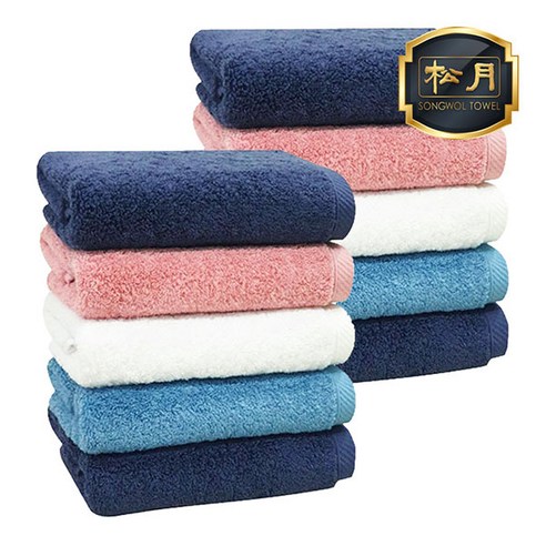 송월타월 세면 타월 180g 40수 코마사, 핑크, 5개