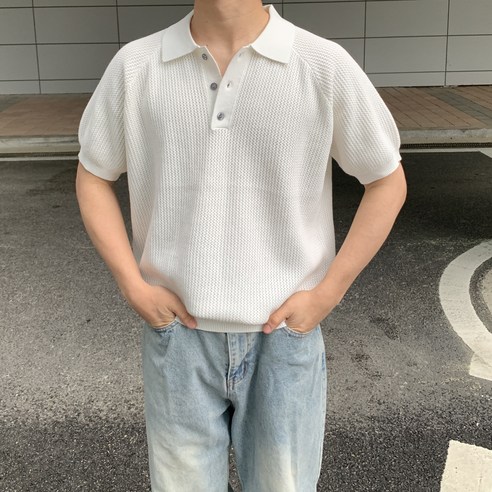 333 쿨링 카라 반팔 니트