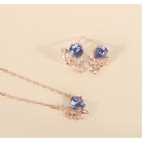 로이드 [인기선물세트상품]꽃다발 12월 백일홍탄자나이트 10K Gold 귀걸이 목걸이 set / LNT18028T=동아백화점 수성점