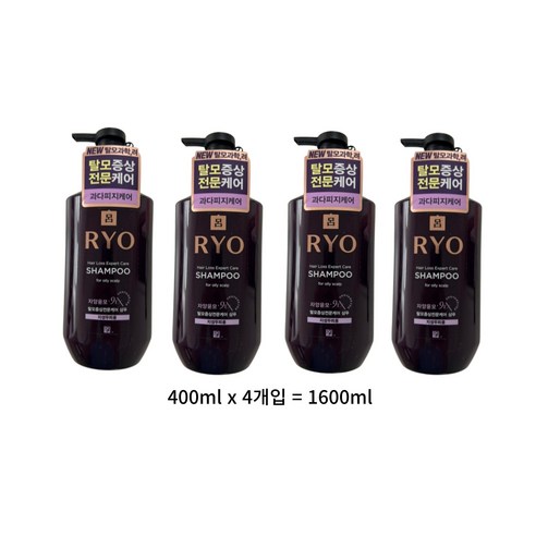 려 자양윤모 9EX 탈모증상전문케어 지성두피용 샴푸, 400ml, 3개