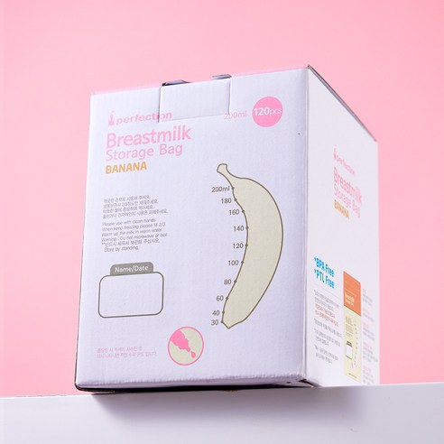 퍼펙션 바나나 변온 모유저장팩 200ml 120매 온도체크 이지컷 이중지퍼 일회용, 3개, 3개