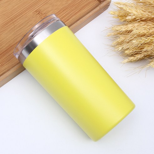 스테인레스 스틸 컵 컬러 자동차 컵 자동차 진공 단열 컵, 노란색, 12oz