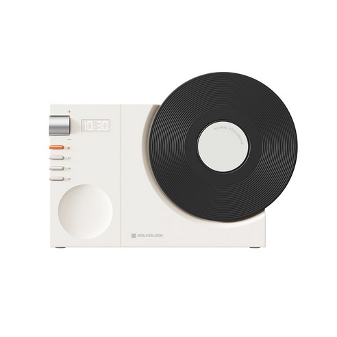 사운드룩 바이닐무드 LP 디지털 시계 블루투스 스피커 SL-BS800, 화이트