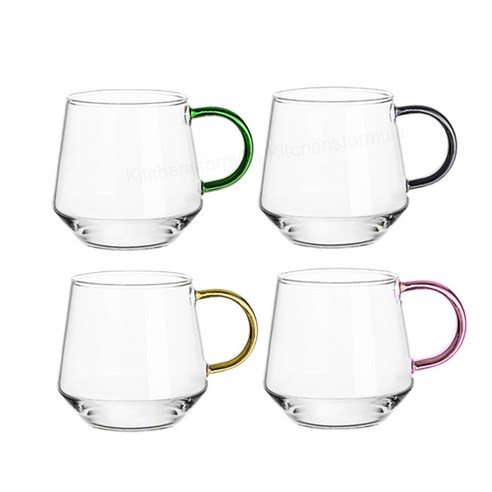 엘라루비 내열유리 머그컵 400ml 4P세트, 1세트, 투명 4p