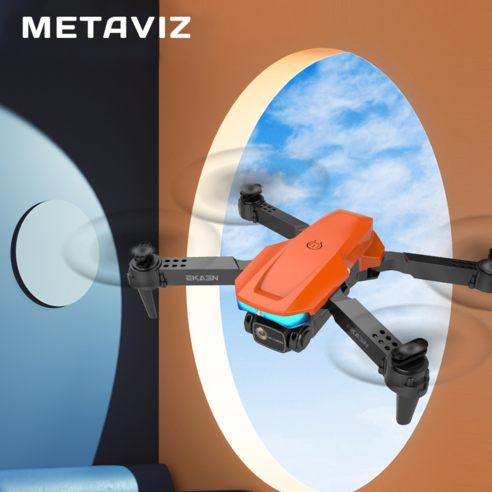 METAVIZ 4K 듀얼 카메라 GPS 접이식 미니 입문용 드론 K3 한글 설명서+저소음 프로펠러+배터리2개+수납백 포함, 오랜지, 1개