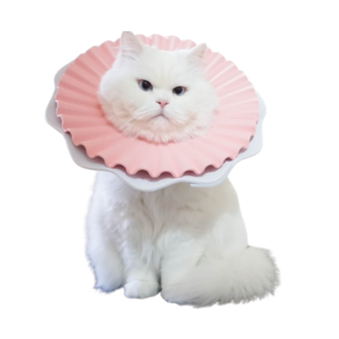 넥카라7호 고양이 넥카라 강아지 쿠션 깔대기 애견 플라스틱 천 반려견, 핑크