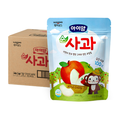 일동후디스 아이얌 동결건조 과일칩 순사과, 15g, 10개