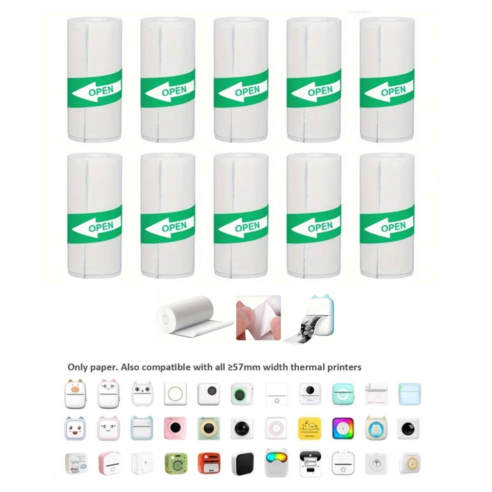 미니 프린터 용지 57*25mm x 10개 접착 감열라벨 스티커 1개
