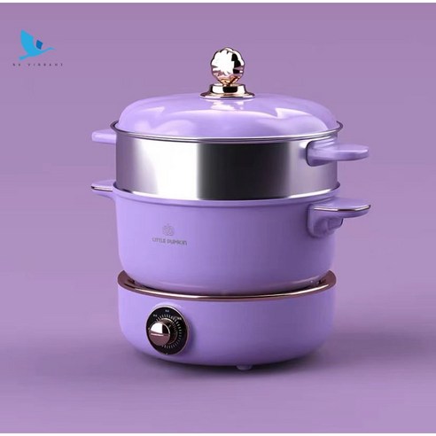 BX VIBRANT 전기 포트 작은 호박 냄비 다기능 특별한 냄비 전기 냄비 올인원 전기밥솥 + 증기선 청소하기 쉬운 2단 전력 변환, 전기포트 + 찜기