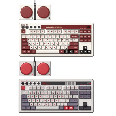 [예약구매]8BitDo 무선 기계식 게이밍 키보드 87키 레트로 스리모드 메카니컬 키보드, 그레이, 텐키리스