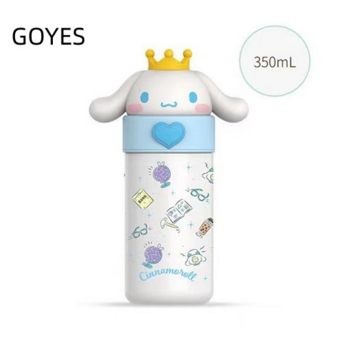 GOYES 산리오 텀블러 마이멜로디 시나모롤 쿠로미 귀여운 캐릭터 물병 350ml, 키티