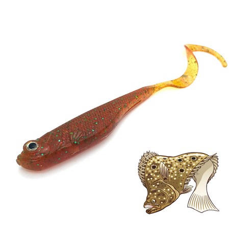 버클리 파워 저크쉐드 테일 4.5인치 HD 광어 우럭 웜 저크쉐드 다운샷웜, 저크PBBPJT4.5-HDGB, 9g, 1개