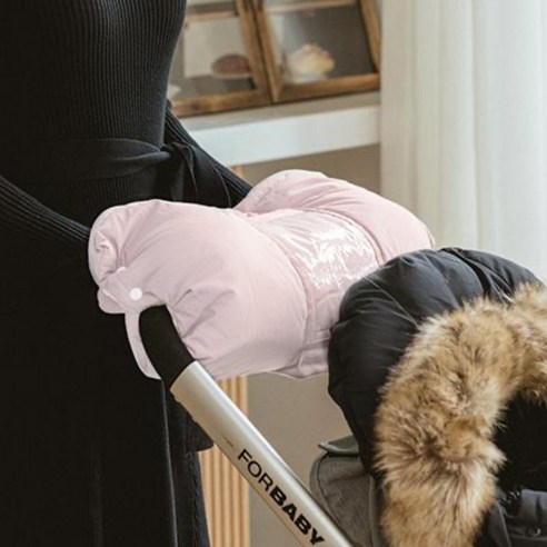 어도르맘 유모차 핸드머프 유모차장갑 일체형 핸드워머 방한 개모차, 파우더핑크, 1개