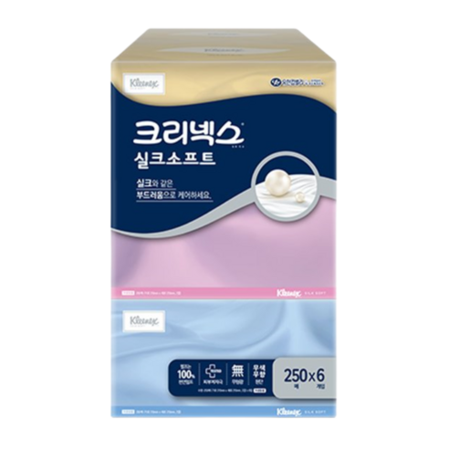유한킴벌리 크리넥스 실크소프트 미용티슈 250매 6입 1팩