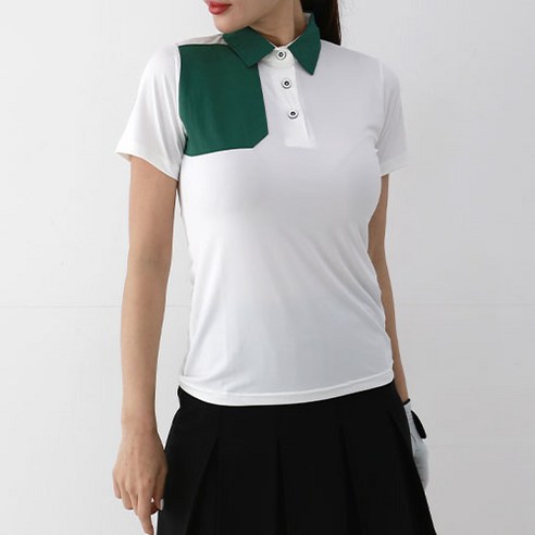 순이들 여성 여름 골프웨어 기능성 스판 카라 배색 반팔 티셔츠