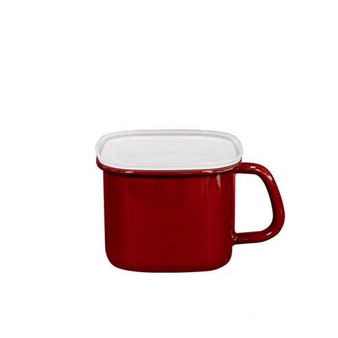에지리 쿡앤씰 법랑 인덕션 냄비 밀폐용기, 사각저그 레드 (1.5L), 1개
