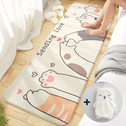 피크라인 고퀄리티 다용도 롱매트 발매트 사각러그 욕실 주방 화장실 현관 침대 발닦개 18종 + 사은품(핸드타올), B-07 러블리캐츠 120x40cm