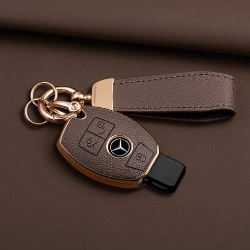 HAKO 소프트 가죽TPU 차키케이스+키홀더 (벤츠호환), M-03, 블랙