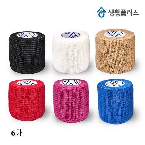 생활플러스 자가점착 탄력 밴드 5cm, 혼합, 6개