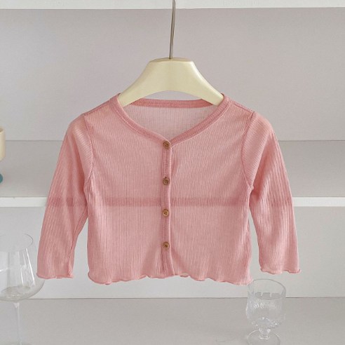 썸머베베심플가디건 유아 여아 남아 키즈 주니어 신생아 봄 여름 가을 가디건 100, 100, 핑크, 핑크 섬네일