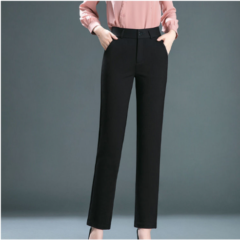 (M~4XL)사계절 여성 정장바지 스판 일자핏 여성 캐주얼 긴바지