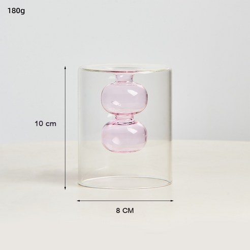 MEIISEO가정용 북유럽 스타일 투명 유리꽃병 수경 유리화병 꽃병 도자기 화병, Pink10cm