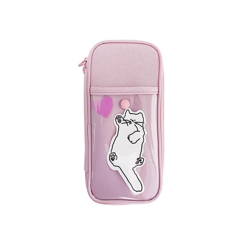 초여름 클리어 포켓 펜슬파우치, PINK, 1개