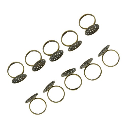 10 조각 조정 가능한 황동 반지 20mm DIY 빈 Beze 접착제 바느질 트레이
