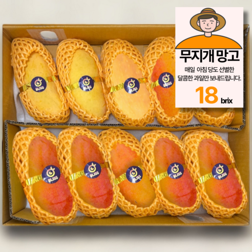 18brix 고당도선별 무지개망고 마하차녹 망고, 1개, 4kg (10과 내외)