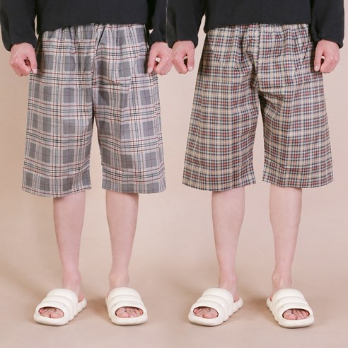 이너핏 남성 체크 순면 잠옷 파자마 바지 1+1 2매 6type