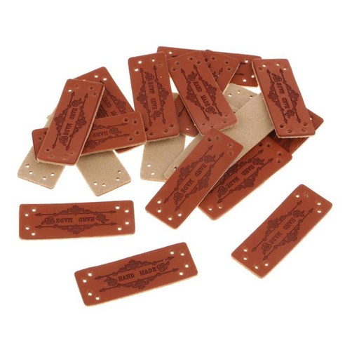 20pcs 레트로 수제 레이블 pu 가죽 태그 옷 diy 가방 바느질 공예, 브라운