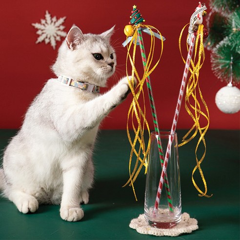 미란다 고양이 장난감 크리스마스 낚시대(2개 1세트), 1개