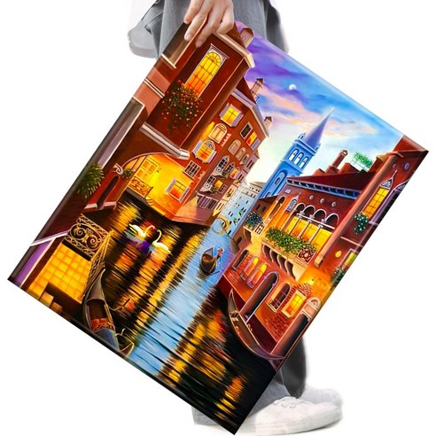 FASEN 액자 보석십자수 캔버스형 DIY 키트 40 x 50 cm, 1세트, FAN76.호수