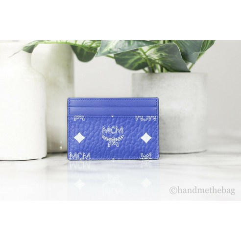 325862 MCM 엠씨엠 Spectrum Diamond Surf the Web 블루 / 화이트 Visetos 가죽 카드 케이스 지갑